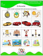 Farklı Zıt Kavramı Bulme çalışmaları